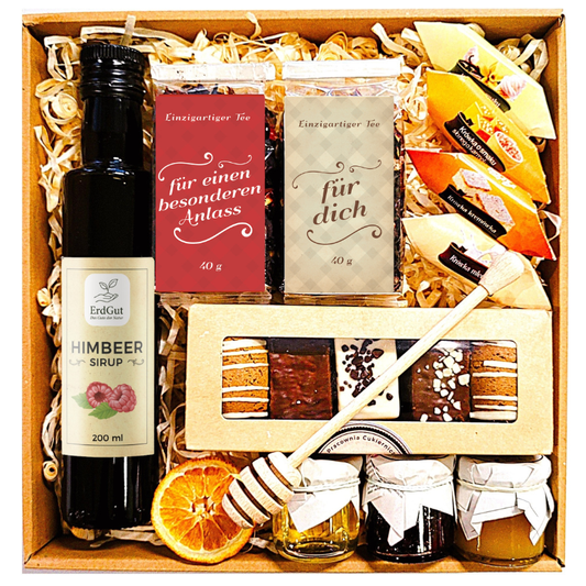 Gift basket gift honey tea caramel candies for Christmas for a birthday