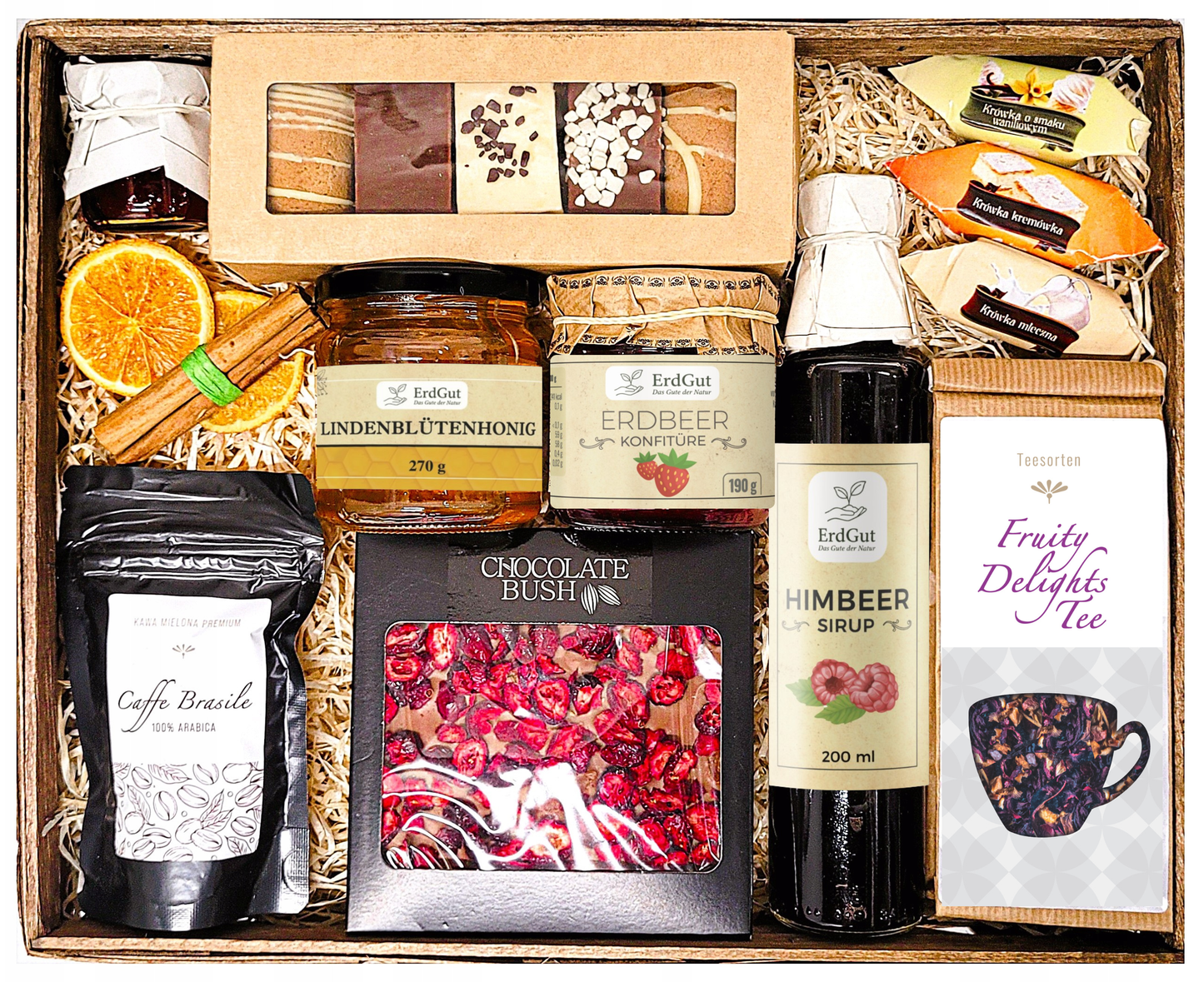 LARGE GIFT BASKET, GIFT, SOUVENIR, HONEY, TEA, COFFEE, CHOCOLATE, DELICACIES